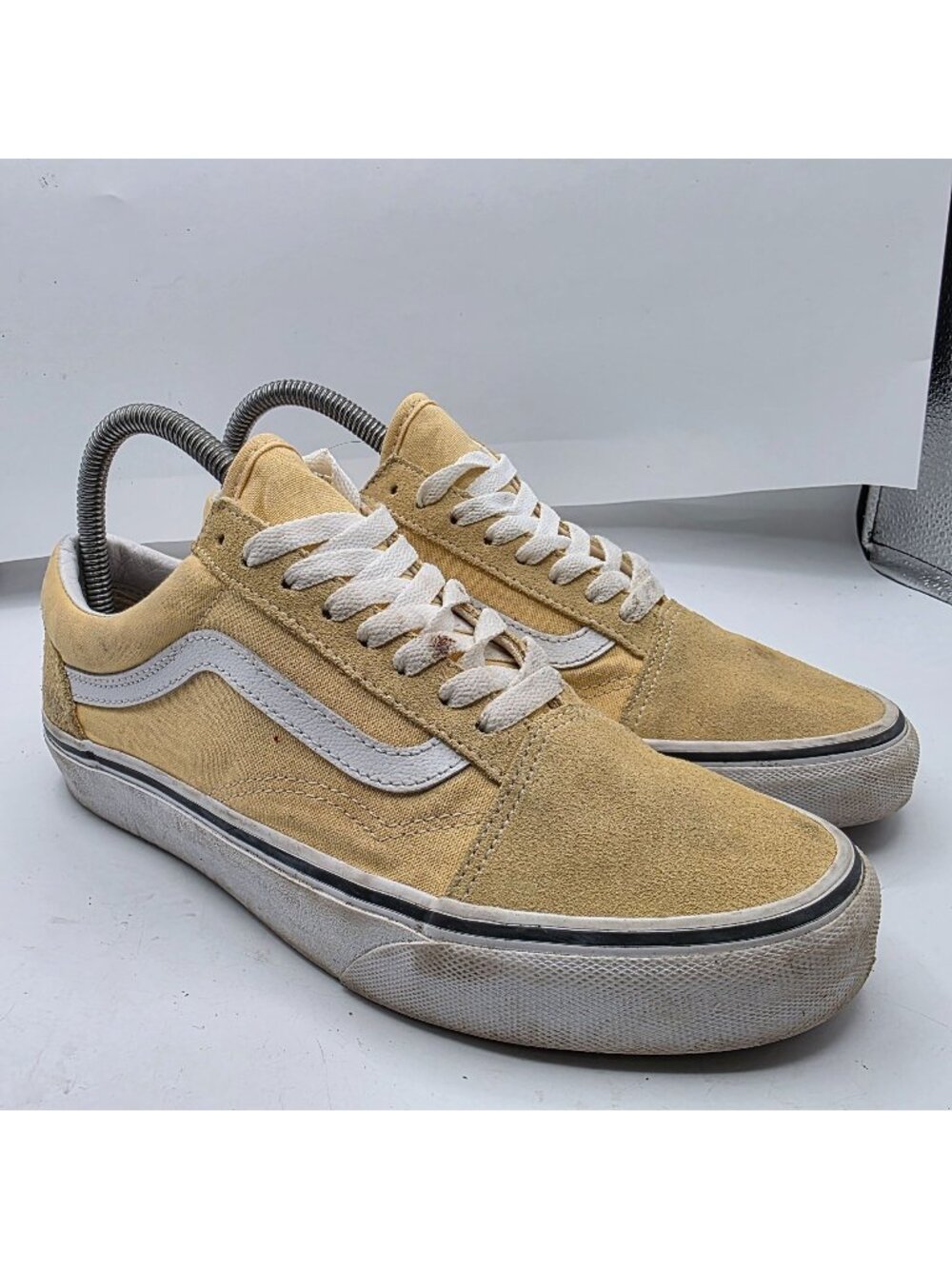Vans Old Skool Womens 8 Mustard Yellow White Skate Shoes Casual Sneaker